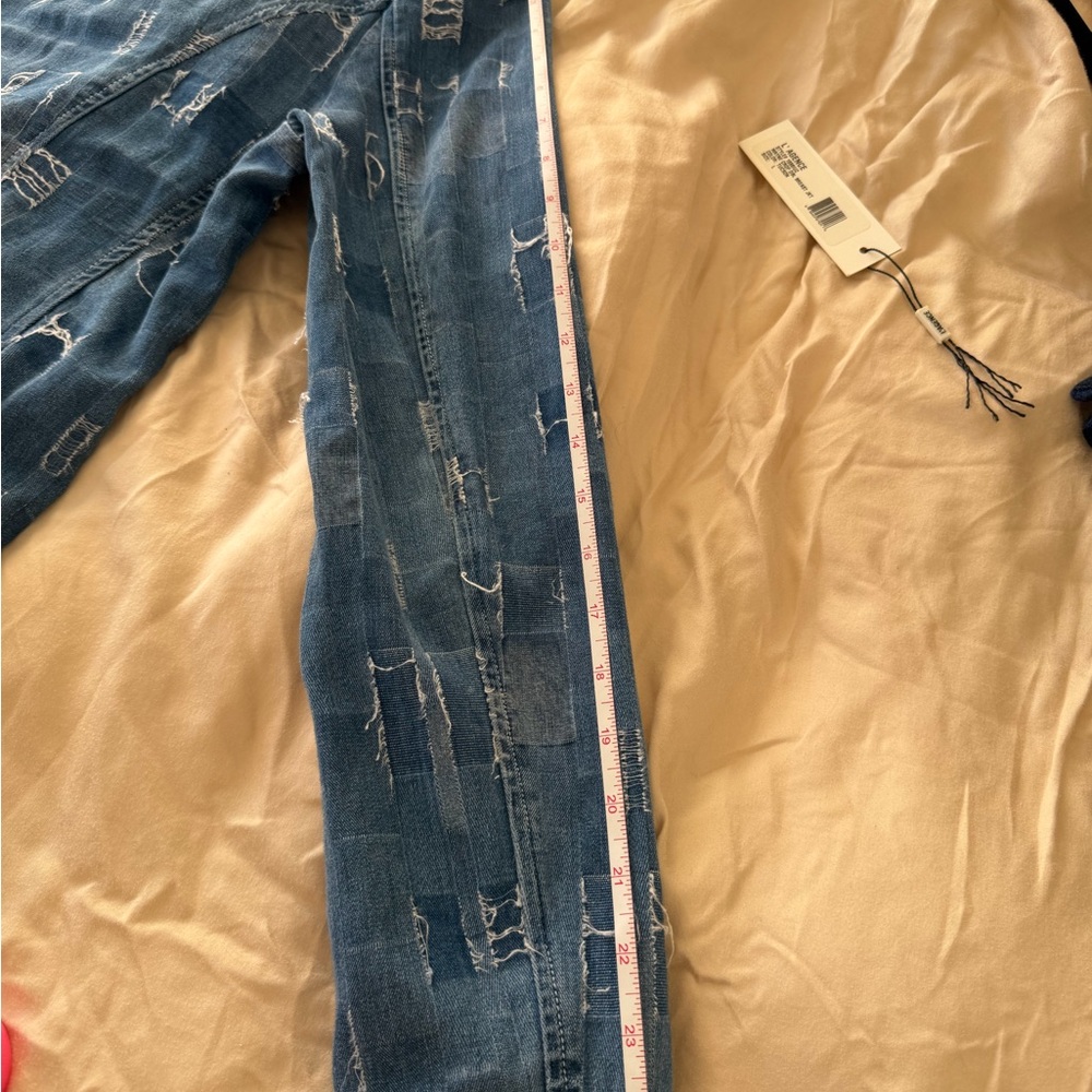 L'AGENCE Wayne Patchwork Denim Crop Blazer, Size … - image 13